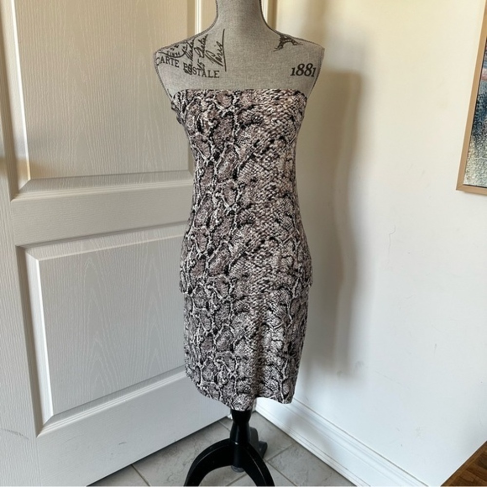 Snake Print Strapless Bodycon Dress Size S/P